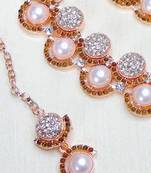 rose gold premium designer american diamond and stone work necklace set