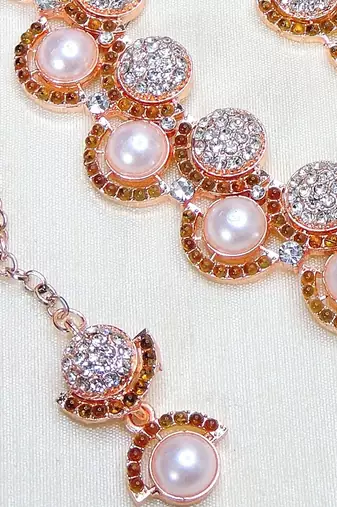 rose gold premium designer american diamond and stone work necklace set
