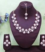 Blue rose gold premium designer american diamond and stone work necklace set