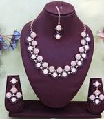 Blue rose gold premium designer american diamond and stone work necklace set