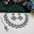 Green rhodium premium designer american diamond and stone work necklace set