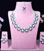 Blue rhodium premium designer american diamond and stone work necklace set