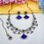 Blue yellow gold premium designer american diamond and stone work necklace set