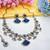 Blue yellow gold premium designer american diamond and stone work necklace set