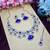 Blue rhodium premium designer american diamond and stone work necklace set