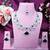 Green rhodium premium designer american diamond and stone work necklace set