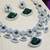 Green rhodium premium designer american diamond and stone work necklace set