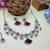 Maroon rhodium premium designer american diamond and stone work necklace set