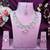 Pink rhodium premium designer american diamond and stone work necklace set