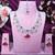 Pink rhodium premium designer american diamond and stone work necklace set