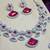 Pink rhodium premium designer american diamond and stone work necklace set