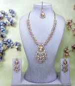Gold yellow gold premium designer american diamond and stone work necklace set