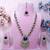 Blue yellow gold premium designer american diamond and stone work necklace set