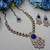 Blue yellow gold premium designer american diamond and stone work necklace set
