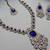 Blue yellow gold premium designer american diamond and stone work necklace set