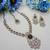 Green yellow gold premium designer american diamond and stone work necklace set