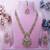 Pink yellow gold premium designer american diamond and stone work necklace set