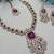 Purple yellow gold premium designer american diamond and stone work necklace set