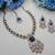 Blue yellow gold premium designer american diamond and stone work necklace set