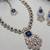 Blue yellow gold premium designer american diamond and stone work necklace set