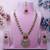 Pink yellow gold premium designer american diamond and stone work necklace set