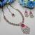 Pink yellow gold premium designer american diamond and stone work necklace set