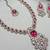 Pink yellow gold premium designer american diamond and stone work necklace set