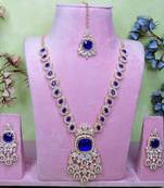 Blue rose gold premium designer american diamond and stone work necklace set