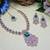 Green rose gold premium designer american diamond and stone work necklace set