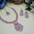 Purple rose gold premium designer american diamond and stone work necklace set