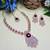 Maroon rose gold premium designer american diamond and stone work necklace set