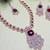 Maroon rose gold premium designer american diamond and stone work necklace set