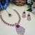 Purple rose gold premium designer american diamond and stone work necklace set