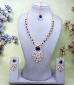 Blue rose gold premium designer american diamond and stone work necklace set