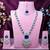 Blue rhodium premium designer american diamond and stone work necklace set