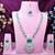 Green rhodium premium designer american diamond and stone work necklace set