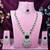 Green rhodium premium designer american diamond and stone work necklace set