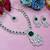 Green rhodium premium designer american diamond and stone work necklace set