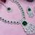Green rhodium premium designer american diamond and stone work necklace set