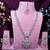 Pink rhodium premium designer american diamond and stone work necklace set