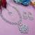 Pink rhodium premium designer american diamond and stone work necklace set