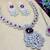 Purple rhodium premium designer american diamond and stone work necklace set