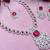 Pink rhodium premium designer american diamond and stone work necklace set