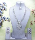 White rhodium premium designer american diamond and stone work necklace set