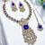 Blue yellow gold premium designer american diamond and stone work necklace set