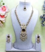 Green yellow gold premium designer american diamond and stone work necklace set