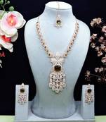 Green rose gold premium designer american diamond and stone work necklace set