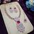 Pink rose gold premium designer american diamond and stone work necklace set