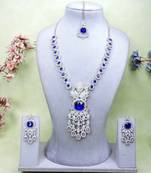 Blue rhodium premium designer american diamond and stone work necklace set