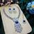 Blue rhodium premium designer american diamond and stone work necklace set